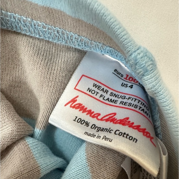 Hanna Andersson snowman pjs toddler kid 4 light blue stripe pajamas - Picture 6 of 6